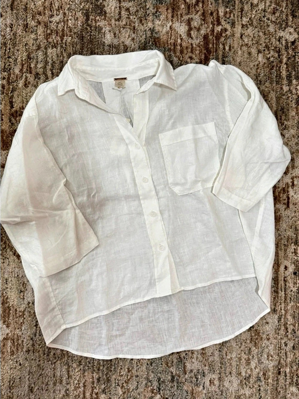 Magaschoni Linen Blend Button Down Shirt Size Small NWT